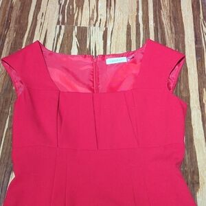 Calvin Klein Sheath Dress with Pleated Bust and Cap Seeves